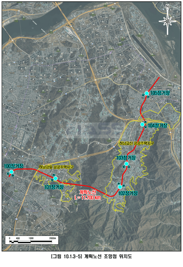 송파하남선 기본계획 노선도